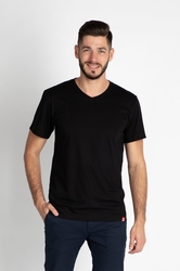 Bavlněné triko CityZen, černé, výstřih do V